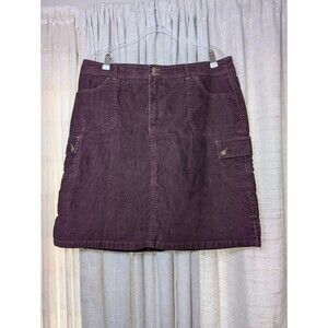 Eddie Bauer Women's Corduroy Cargo Skirt Purple Button Pockets Size 18